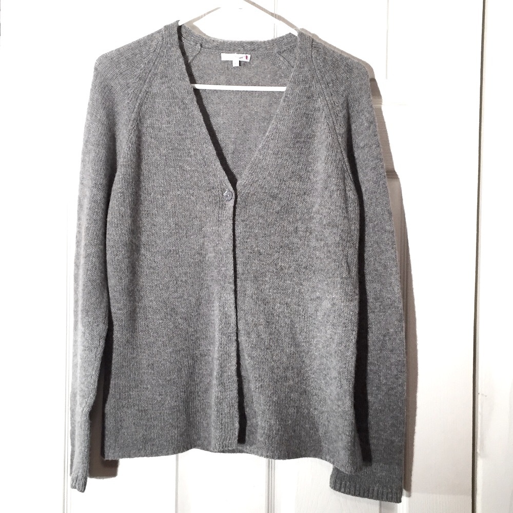 MaxMara Max Mara Gray Cashmere V-neck Cardigan L